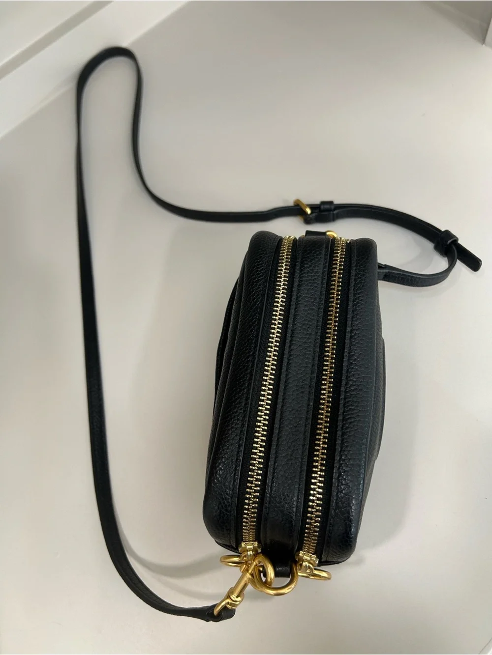 Authentic Tory Burch Perry Bombe Mini Crossbody Camera Bag Leather Purse Black